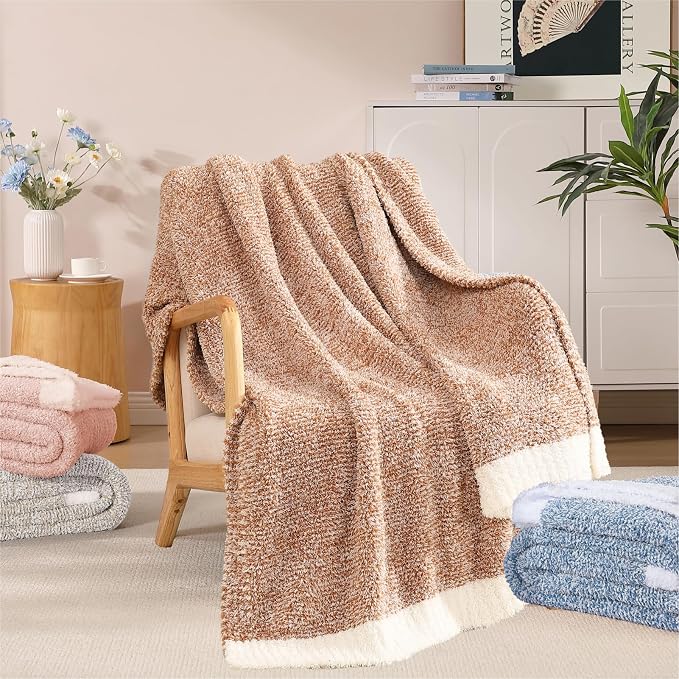 WRENSONGE Throw Blanket Cationic Dyeing Burnt Orange Soft Cozy Fluffy Warm Hand - Image 3