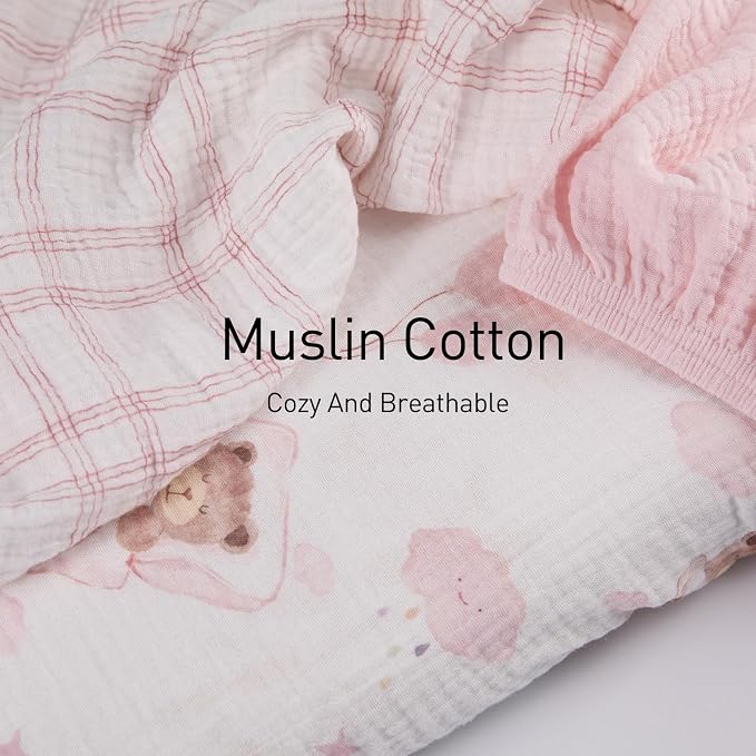 Gllquen Baby Muslin Bassinet Sheets 3 Pack, Breathable Elastic Cozy Fitted - Image 3