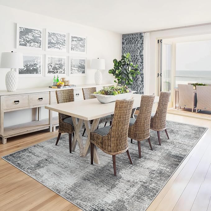 5x7 Area Rugs for Living Room: Washable Rug Modern Abstract Neutral Soft Rugs - Image 8