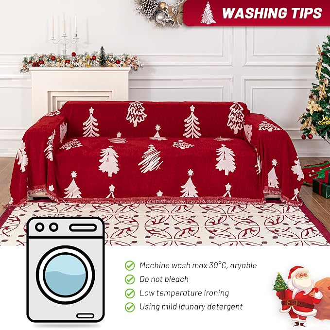 MYSKY HOME 71X134 inches Sofa Christmas Couch Cover, Sectional Sofa Covers Sofa - Image 5