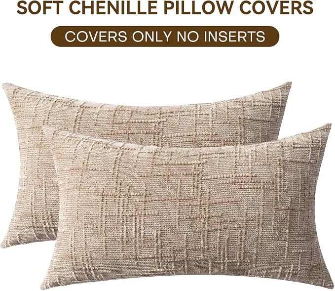 Decorative Throw Pillow Covers 12x20 Inch Set of 2, Soft Solid Farmhouse - Image 4