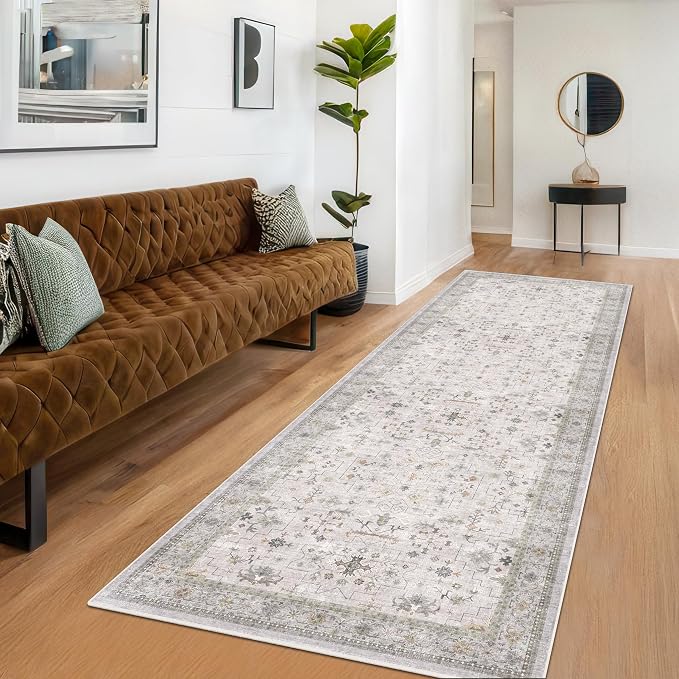 Light Gray Kitchen Rug 10 ft Long by HazoHaus