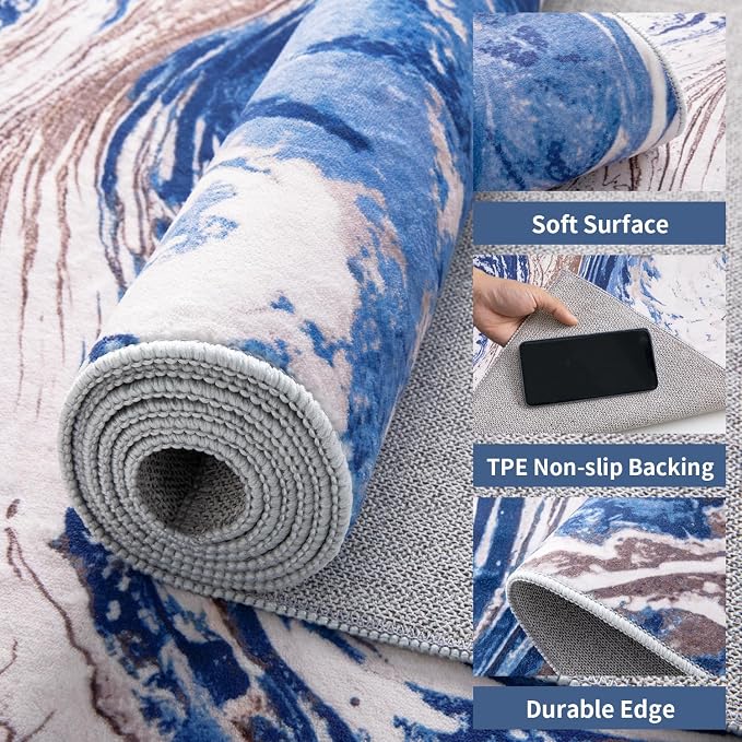 Ciicool 2x6 Washable Runner Rug, Modern Abstract Swirl Soft Hallway Rugs Runner - Image 3