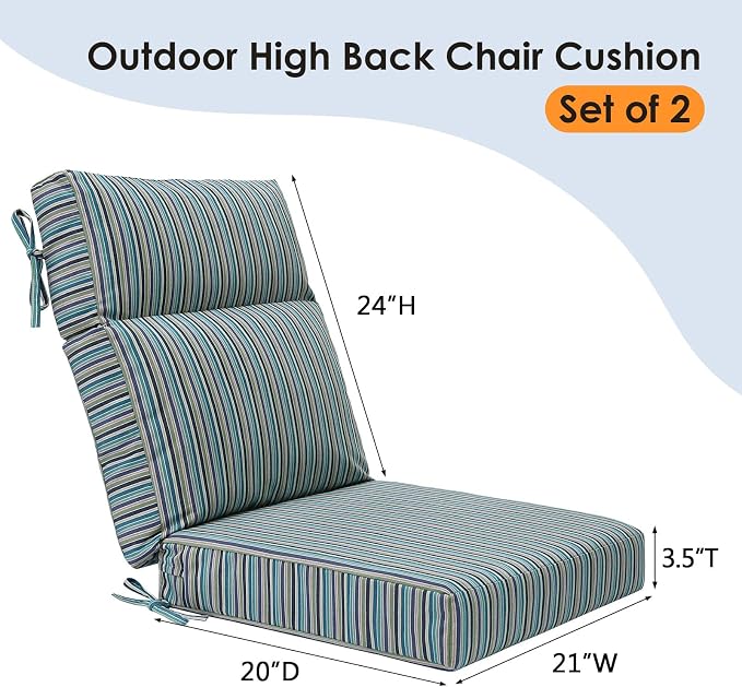 Sunbrella Outdoor High Back Chair Cushion Seat Pads, 44 x 21 Inch - Image 6