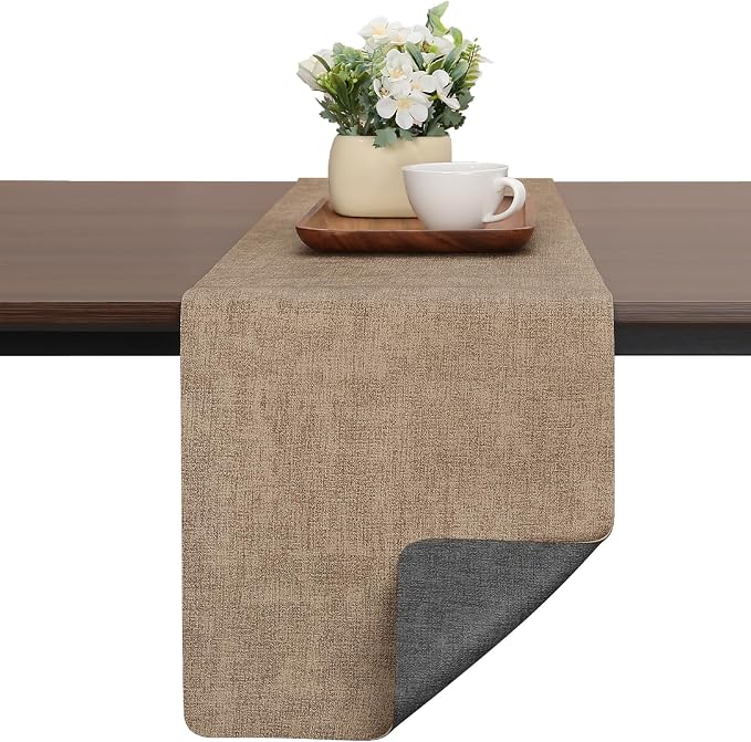 Table Runners 72 Inches Long, Dual-Sided Faux Leather Farmhouse Table Runner by Chitomars