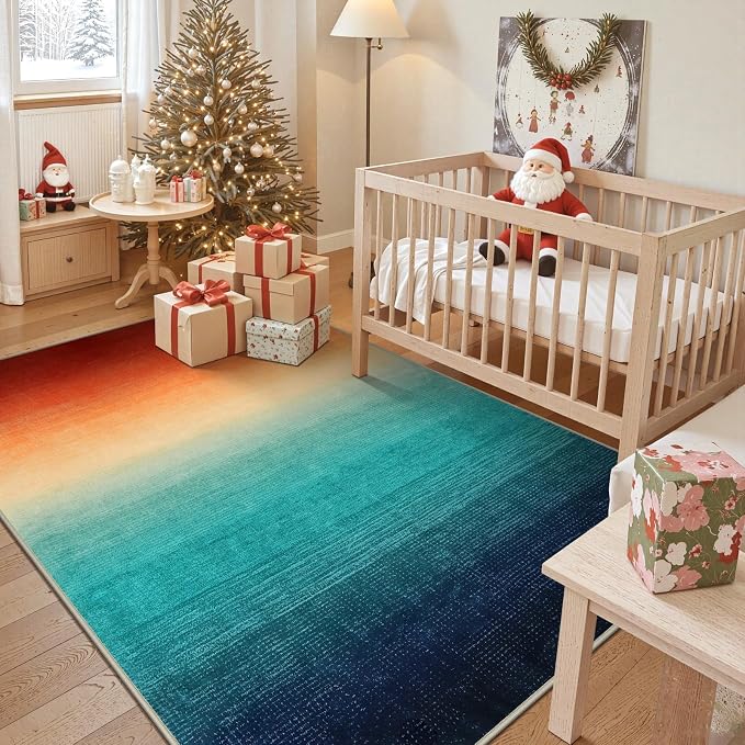 Wonnitar Colorful Area Rug 5x7, Washable Modern Ombre Christmas Rugs - Image 4