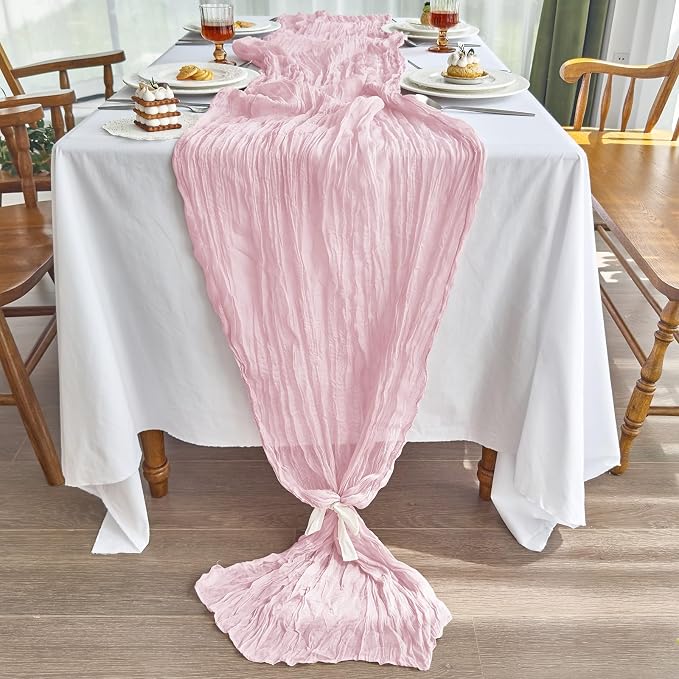 IVAPUPU 8 Pcs Cheesecloth Table Runner - 10ft Pink Boho Gauze Cheese Cloth - Image 2