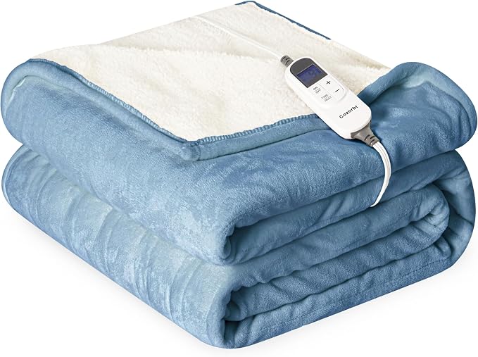 Heat Blanket 62”x84” Twin Size, Soft Flannel & Sherpa Reversible Electric by Unknown