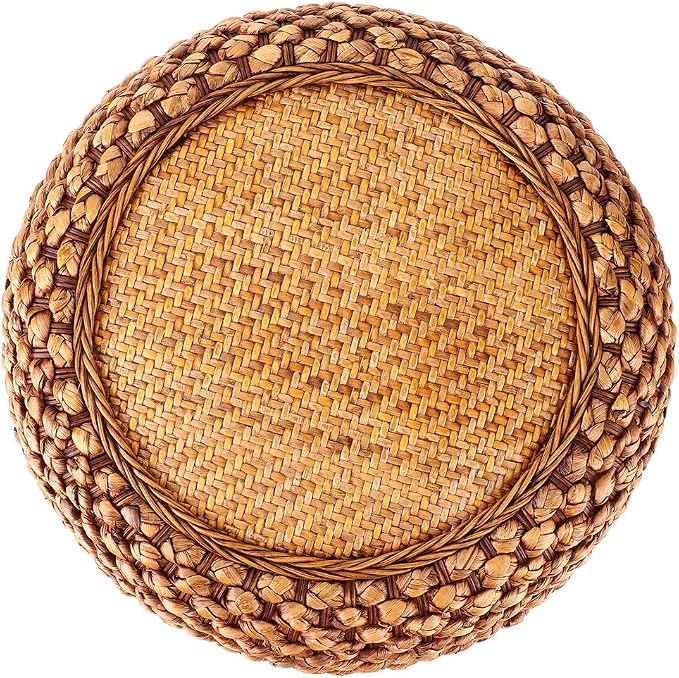 GLOGLOW Japanese Style Round Floor Cushion, Hand Woven Material by GLOGLOW