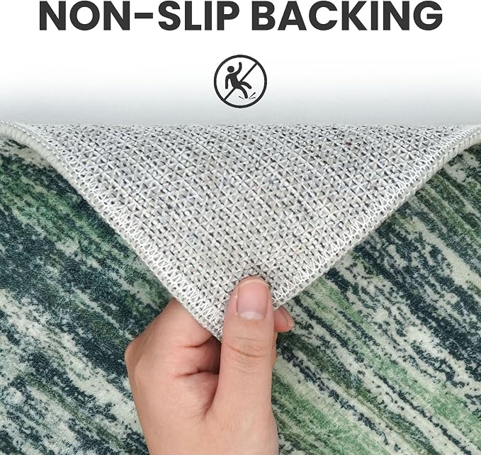 2x5 Modern Abstract Runner Rug for Hallways, Dark Green Super Soft Hallway - Image 6