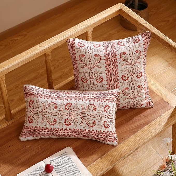 ISAENNE Design Euro Linen Rectangle Throw Pillow Covers 12"x20" Pack of 2 - Image 6
