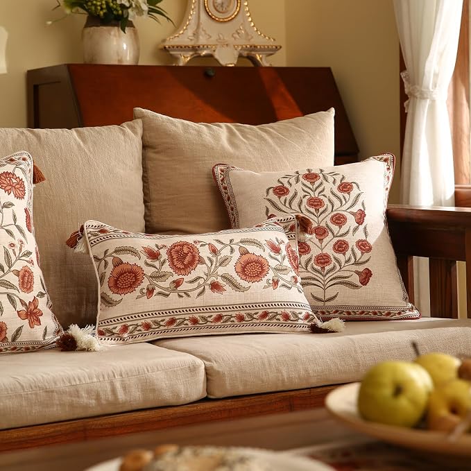 ISAENNE Design Linen Rectangle Vintage Throw Pillow Covers 12"x20" Pack of 2 - Image 6