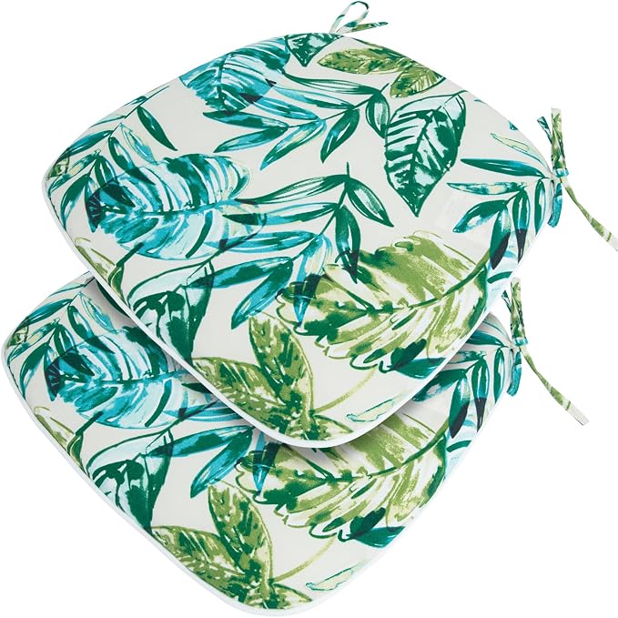 Outdoor Chair Cushions Set of 2, Patio Seat Cushion 17"x16"x2", U-Shaped Dining by FUNHOME