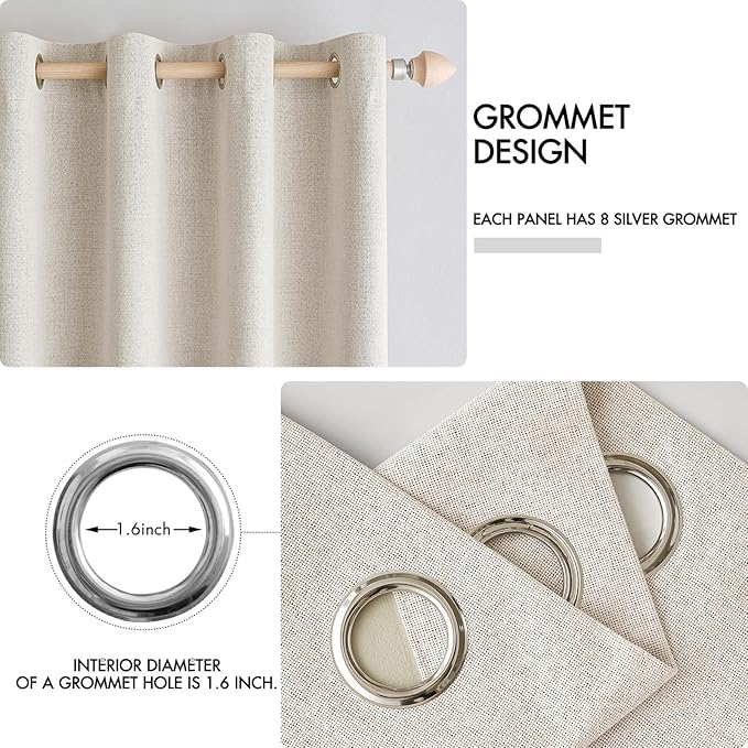 MIULEE Linen Curtains 100% Blackout - Image 4