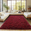 Burgundy Plush Rug for Living Room Fuzzy Carpet for Bedroom Dorm, Non-Slip High by Isdook