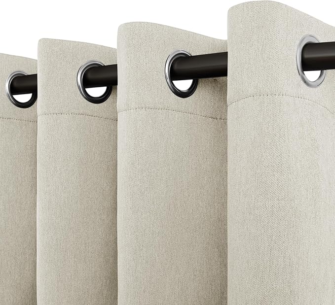 Easy-Going Linen Look Blackout Curtain 108 Inch Length Grommet Window Curtain by Easy-Going