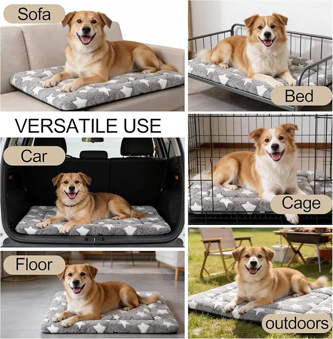Dog Crate Mat, 4 Piece Reversible Pet Bed, Machine Washable, Small Dogs & Cats - Image 7