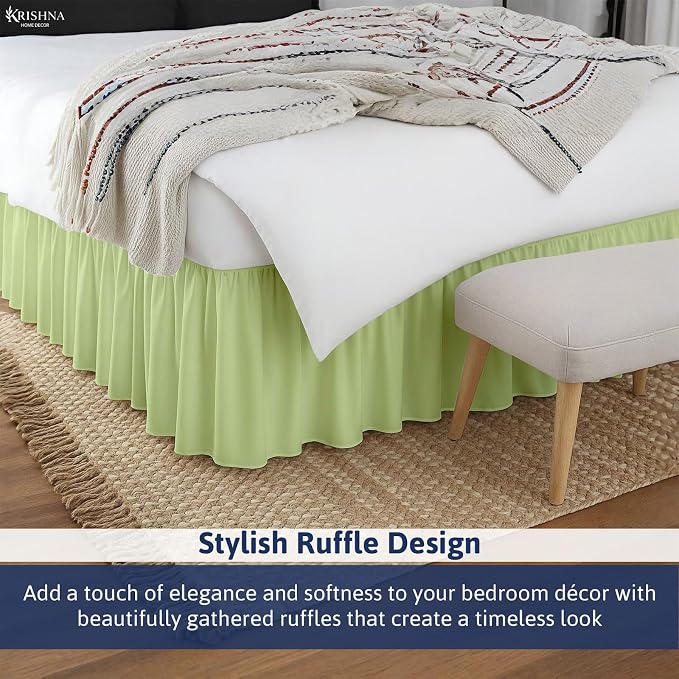 KRISHNA Ruffled Bed Skirt with Split Corners Full, 100% Microfiber Hotel Quality - Image 5