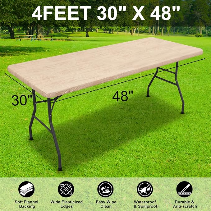 Smiry Rectangle Picnic Tablecloth, Waterproof Elastic Fitted Table Covers - Image 6