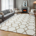 ONASAR Rugs for Living Room Bedroom, 5x8 Washable Fluffy White and Beige Area by ONASAR