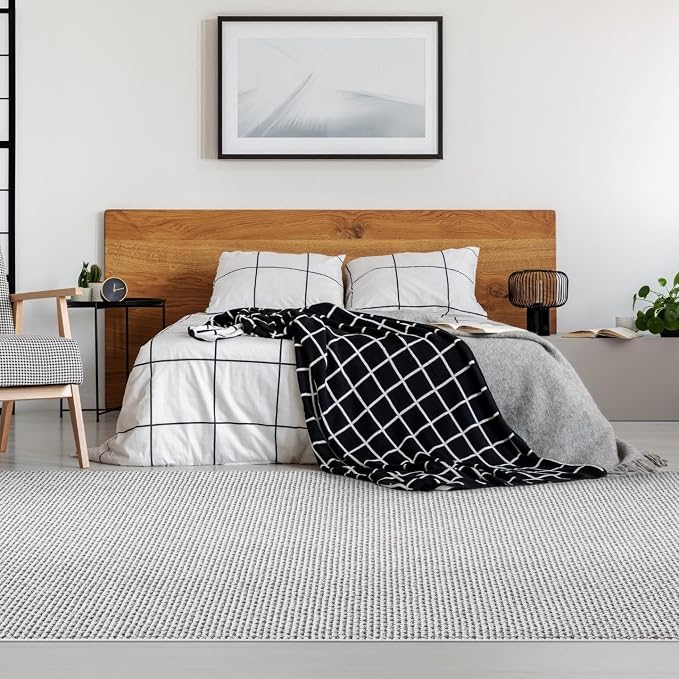 LUXE WEAVERS Solid Machine Woven White Dark Gray 9x12 Area Rug, Indoor - Image 8