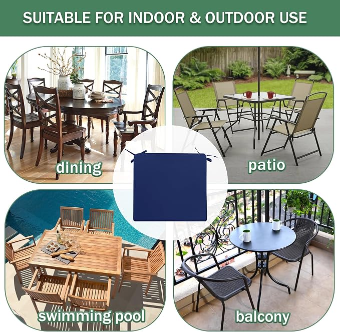 Outdoor Chair Cushions Set of 4: Waterproof & Fade Resistant Seat Cushion - Image 7