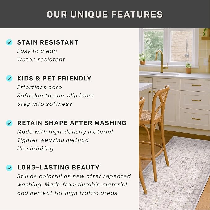 Light Gray Washable 2'6"x10' Wide Hallway Runners, Kitchen Runner Rug, Non-Slip - Image 7