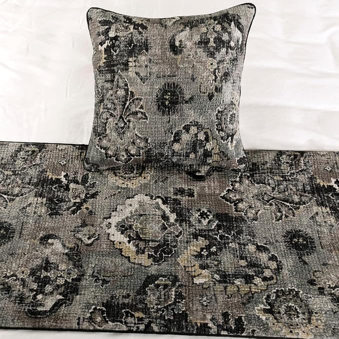 The HomeCentric Luxury Black & Grey Queen 74 x 18 inch Bed Runner - Image 5