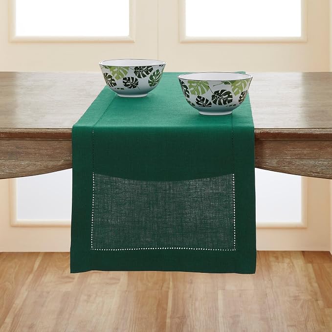 Solino Home Linen Rainforest Green Table Runner 90 Inches Long by SolinoHome