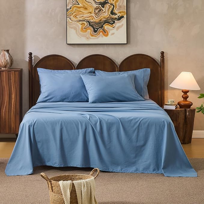 100% Linen Sheets Queen Size, Breathable & Durable 4-Piece Bed Flax Sheet Set by overket