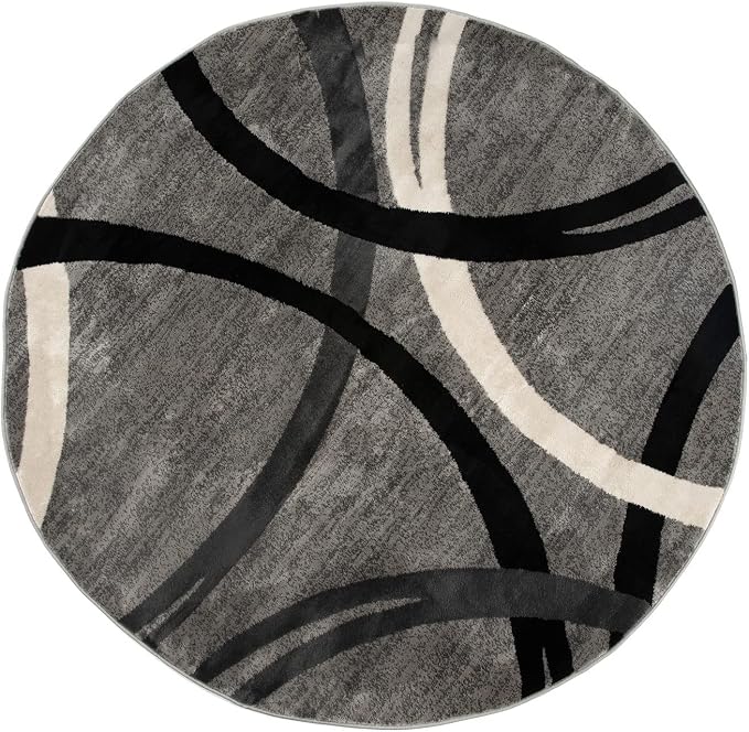 Rugshop Wavy Circles Design Round Rug, Carpet - Image 3