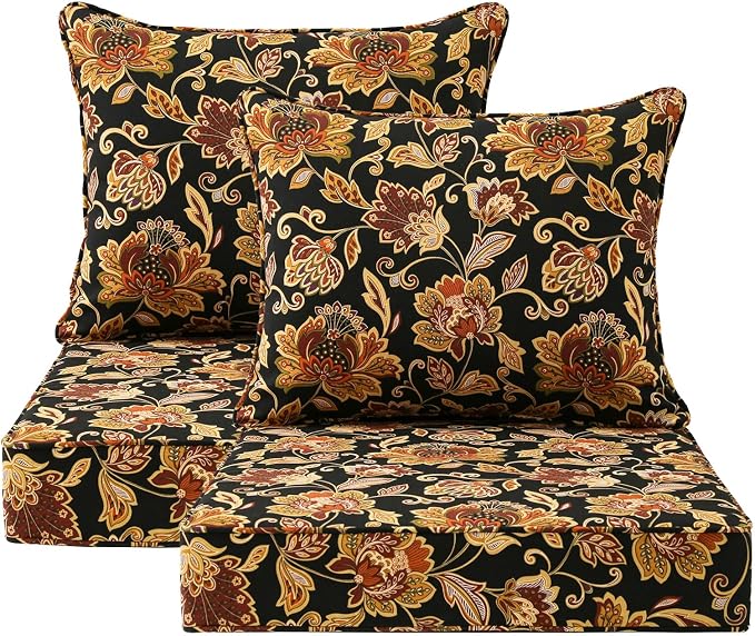 Outdoor Patio Chair Cushions Set, Water-Repellent, Fade Resistant, Deep Seat by Unimatta