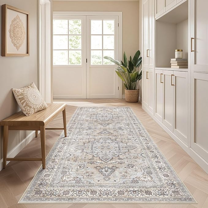 Runner Rug Kitchen Washable Rugs: 3x8 Non-Slip Boho Soft Vintage Stain - Image 3