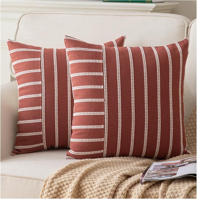 Caflife Boho Fall Throw Pillow Covers 18x18 Set of 2 Soft Farmhouse Decorative by Caflife