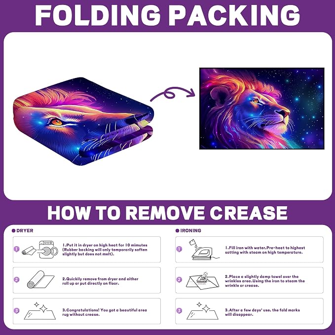6' x 9' Galaxy Lion Rug Large 3D Fierce Lions Space Area Rugs - Image 2