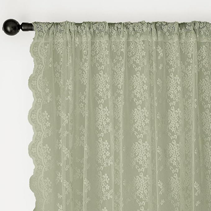 Anmao Vintage Lace Curtains 96 Inches Long 2 Panels Set, Romantic Elegant Light - Image 6