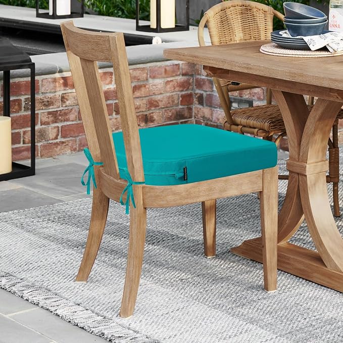 idee-home Outdoor Chair Cushions Set of 4, Thick 17" x 17" x 3" Patio Chair - Image 5