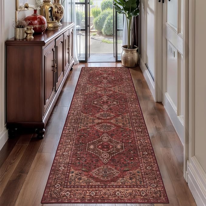 Tangsoo 2.6x10 Washable Hallway Runner Rug, Non Slip Vintage Runner Rug by Tangsoo