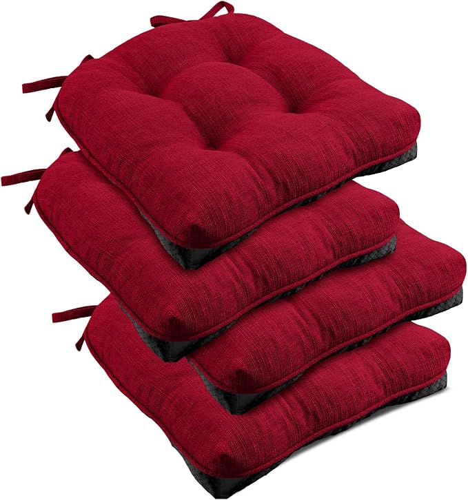 downluxe Indoor Chair Cushions for Dining Chairs, Tufted Overstuffed Textured by Downluxe