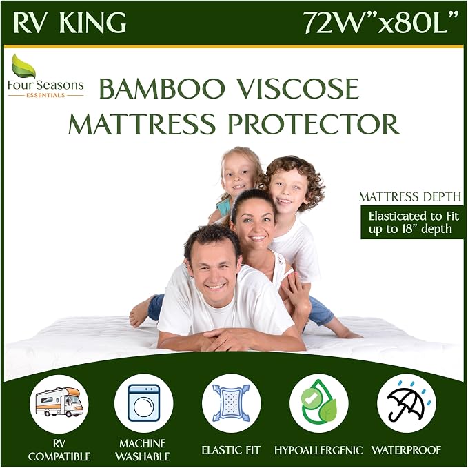 Four Seasons Essentials RV King Size Waterproof Mattress Protector by FourSeasonsEssentials