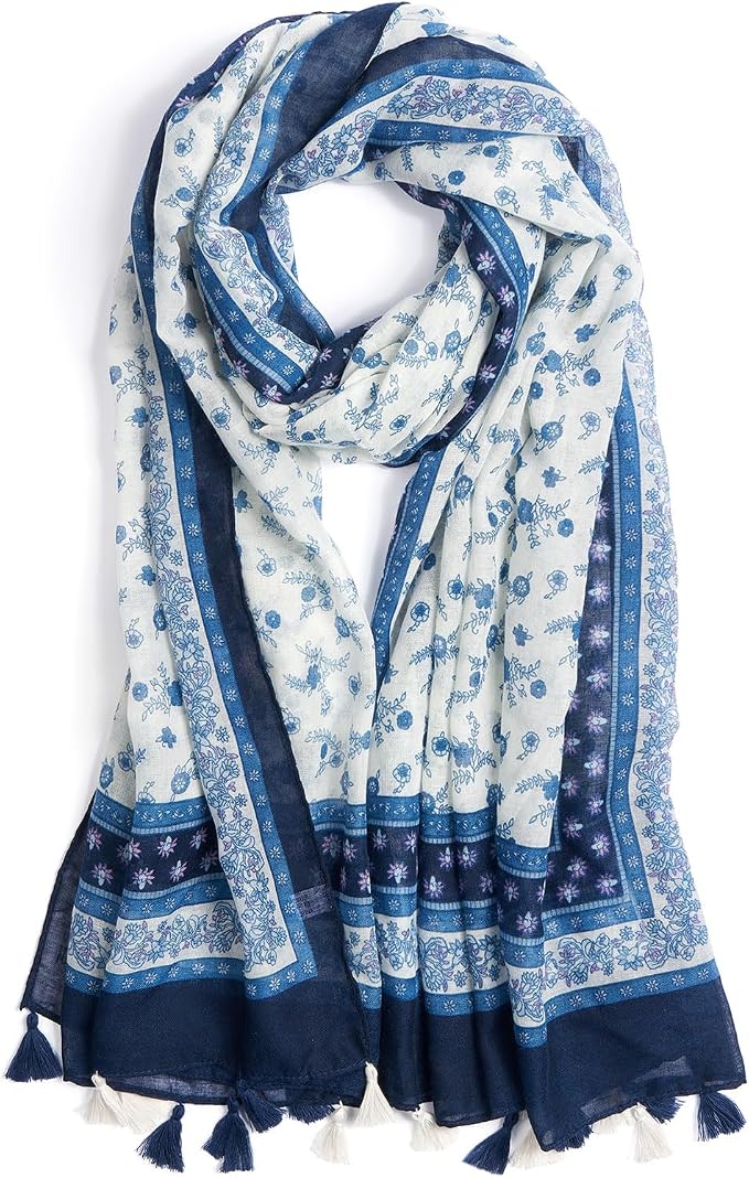 Scarf for Women Lightweight Soft Floral Leopard Printed Scarves Fall Winter by QIUTIMIY