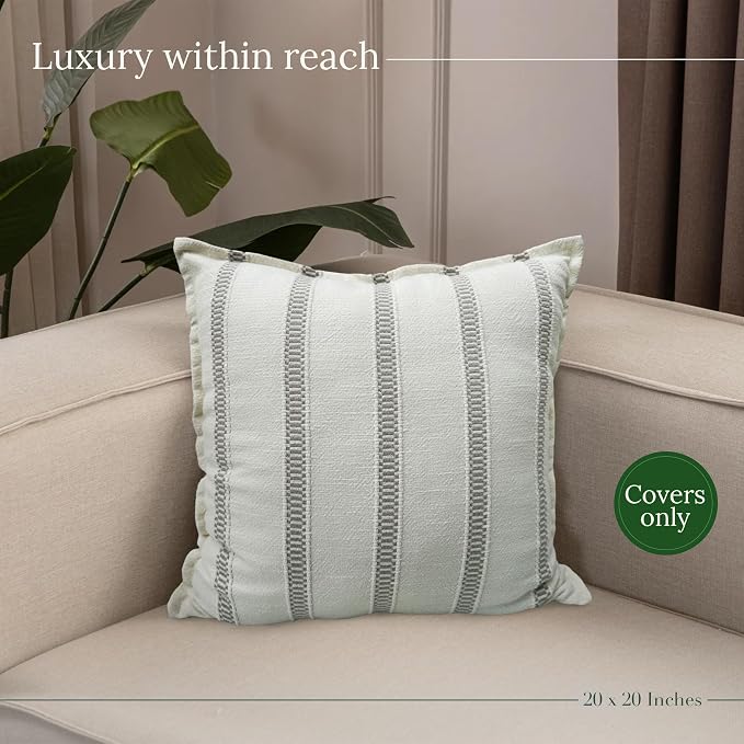 SanVia Grey Hearth Premium Cotton Throw Pillow Covers, 20 x 20 Inches, - Image 5
