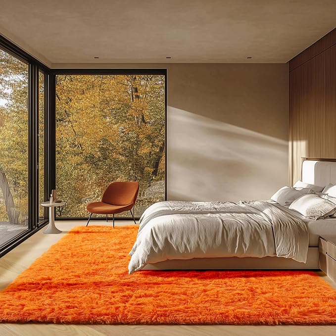 ONASAR Orange Area Rugs for Bedroom Living Room, Washable Fluffy 4x6 Indoor - Image 7