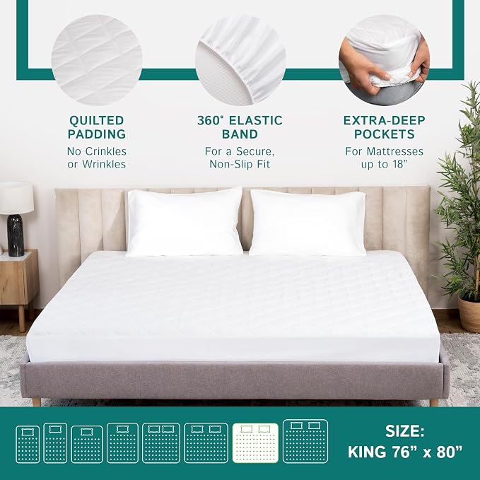 King Size Quilted Mattress Pad - Image 5