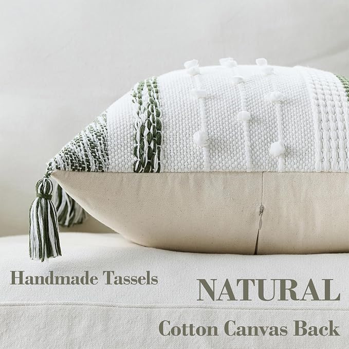 Boho Pillow Cover 18x18 Olive Green - Image 4