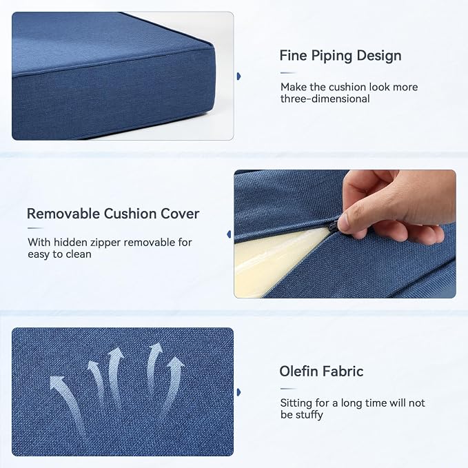 Luxury 6" Outdoor Cushions for Patio Furniture, Fade Resistant Couch Chair - Image 5