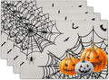 Giwawa Halloween Placemats, Colorful Spooky Pumpkins Spider Web Bats Linen by Giwawa