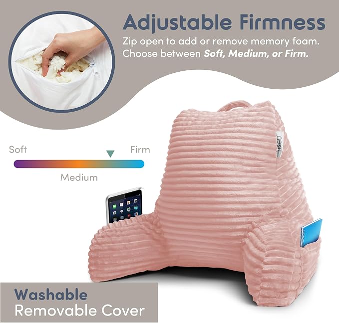 Nestl Reading Pillow with Shredded Memory Foam, Luxe Cut Plush Back Pillow - Image 3