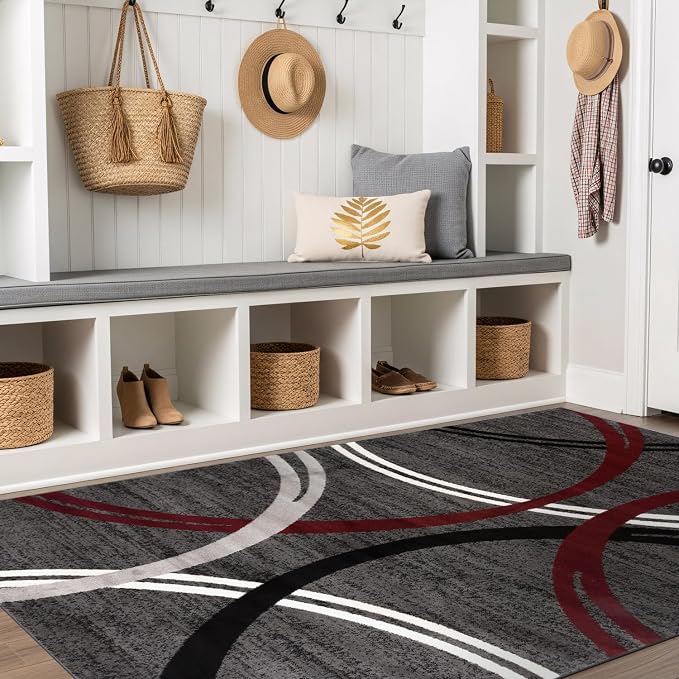 Rugshop Modern Wavy Circles Design Non-Shedding Area Rug, Carpet - Image 8