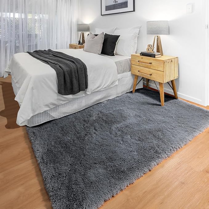 ONASAR Grey 3x5 Rugs for Bedroom, Fluffy Washable Gray Bedside Area Rug - Image 7